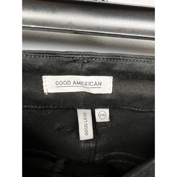 Good American Good Legs Black Coated Skinny‎ Jeans GL001T Size 2/26 High Rise - Picture 4 of 9